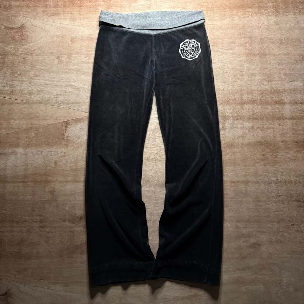 Rare Vintage Y2K Abercrombie & Fitch Velour Foldover Flare Pants Women’s L